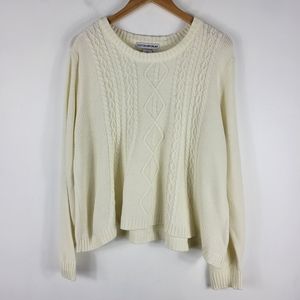Cotton Emporium Cable Knit Long Sleeve Crewneck Sweater